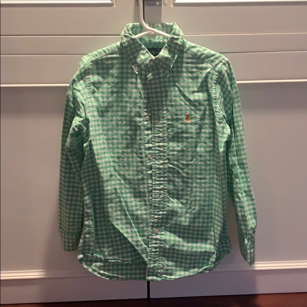 Ralph Lauren green and white gingham shirt